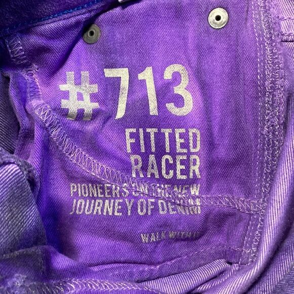 ! ITEM Purple Low Rise Skinny Jeans Fitted Racer Womens Size 26 - Picture 3 of 15